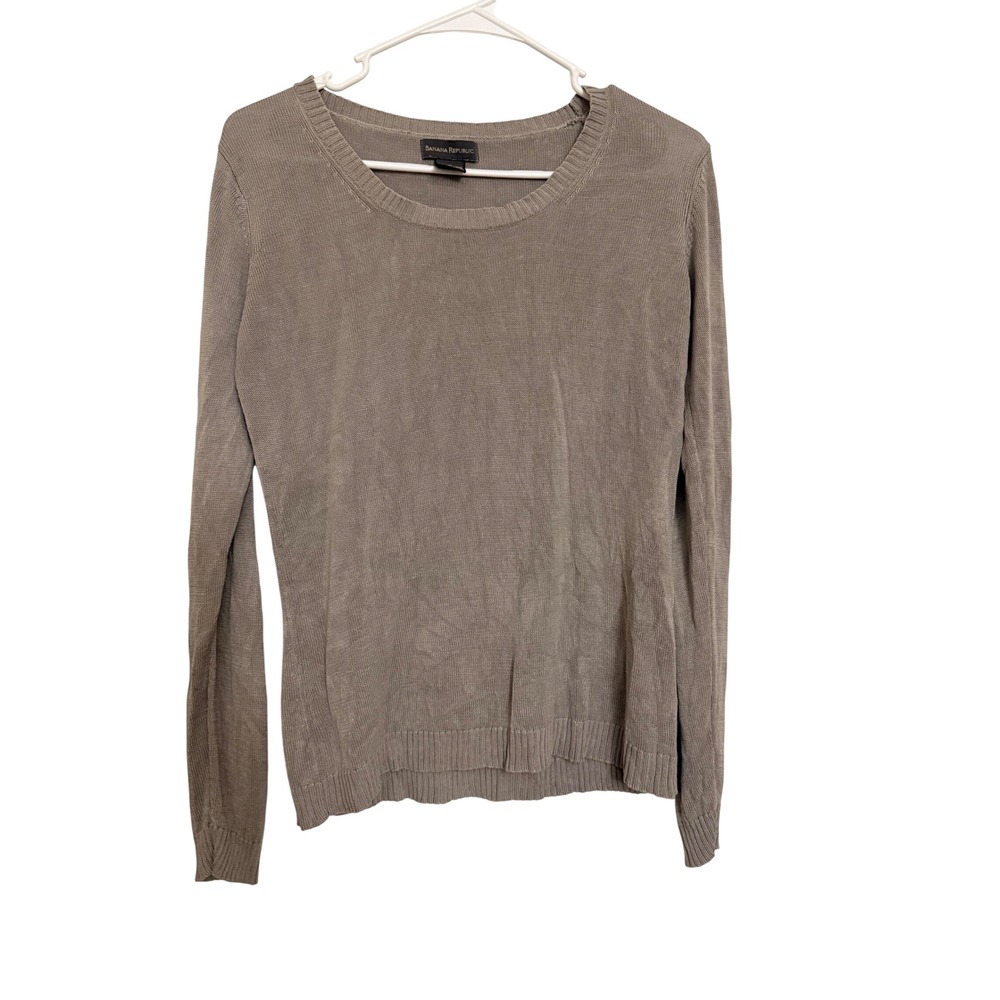 Banana Republic Women Sweater Taupe Silk Lightweight Knit M